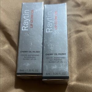 Raytin Cherry Lip Glow Oil Set of 2- New In Box Nourishing Gloss